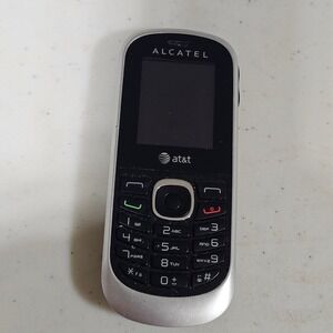 Alcatel OT510APIB AT&T Black Silver Basic Bar Cell Phone T9 Keypad 850mAh